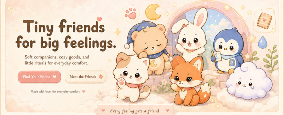 Tiny friends for big feelings hero section